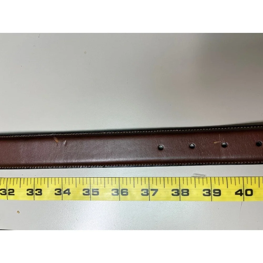 Perry Ellis Portfolio Mens Brown Leather Dress Belt 38 Full Grain Cowhide 1P3205